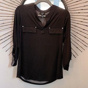 Jones New York black / red polka dots blouse
